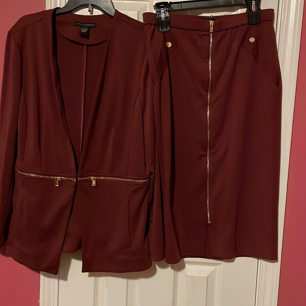 Two-piece burgundy suit